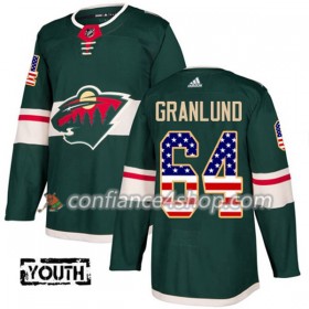 Adidas Maillot de Hockey Minnesota Wild Mikael Granlund 64 2017-2018 Vert USA Flag Fashion Authentic - Enfant